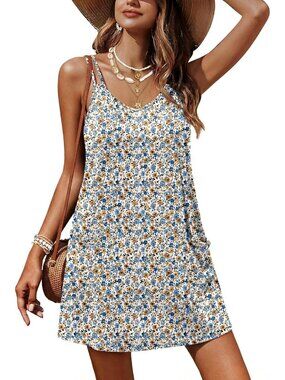 Womens Multi Polyester Swimsuit Coverup Beach Bathing Suit Coverup V Neck Floral